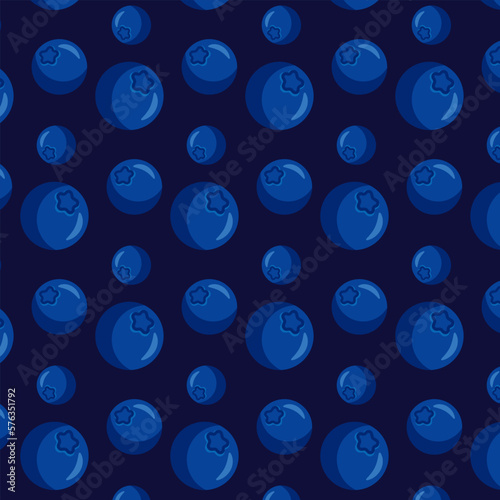 Repeating pattern of blueberries on a blue background
