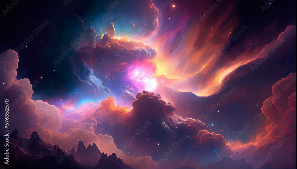 Nebula and galaxies in space. Abstract cosmos background generative ai Nebula and galaxies in space. Abstract cosmos background generative ai