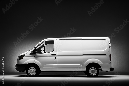 White fleet van with dark background, Ai Generative 