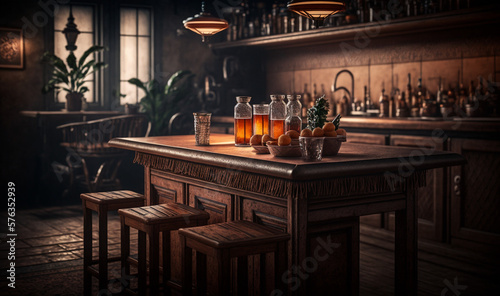 bar table interior created with generative AI tools