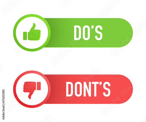 Do's and Dont's label with thumb icons.