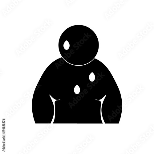 Obesity icon. A fat person sweating.