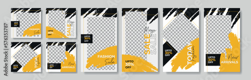 Set of instagram stories and post, editable instagram story collections and post frame, story and offer banner set for fashion sale, template eps 10