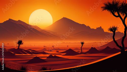 sunset in the desert Generate Ai