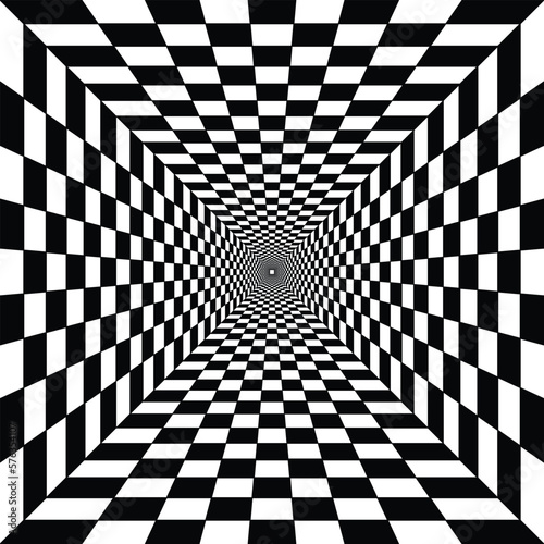 mind bending illusion black white pattern design.