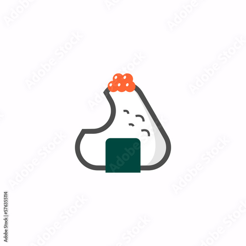 Chew Marks Onigiri Rice Ball Meal Illustration