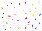 Colorful Tiny Confetti On Transparent Background. Congratulations. Celebration. Surprise. Vector Illustration