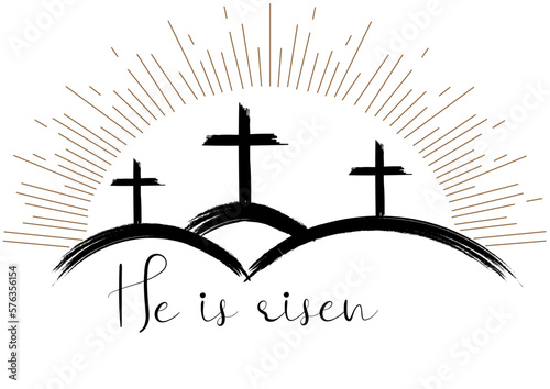 Easter Lettering - He is Risen. Vector Illustration.