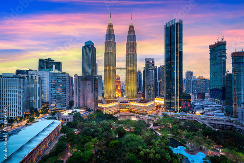 Photography Kuala lumpur city skyline at twilight, Kuala lumpur in Malaysia.