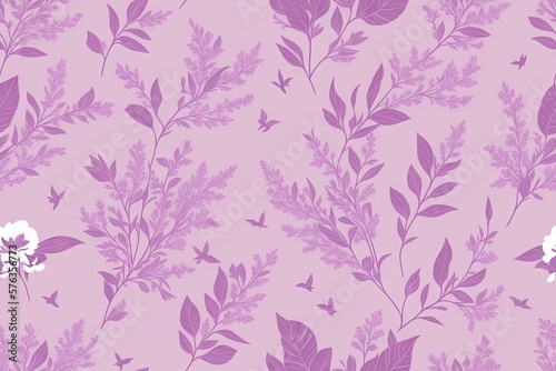 Wallpaper Mural Seamless pattern of lilac flowers background.. Beautiful floral background. Isolated flowers, generative ai. Seamless floral pattern for fabric, textile, wrapping paper Torontodigital.ca