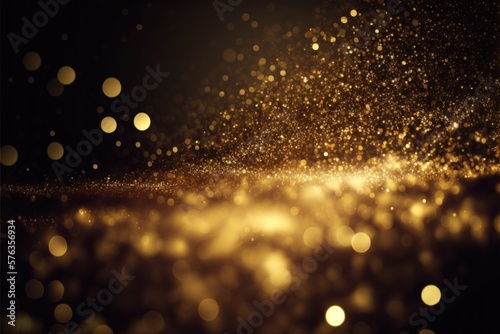 Abstract golden background with blur sparkle gold bokeh light effect