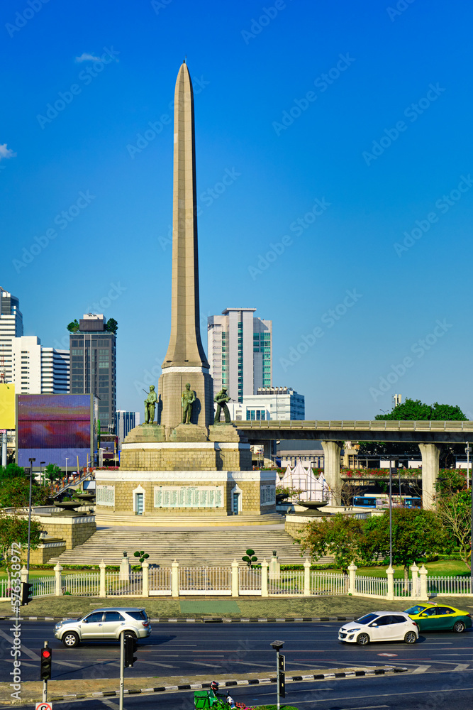 Victory monument to Franco-Thai war, Bangkok, Thailand, on sunny day. 