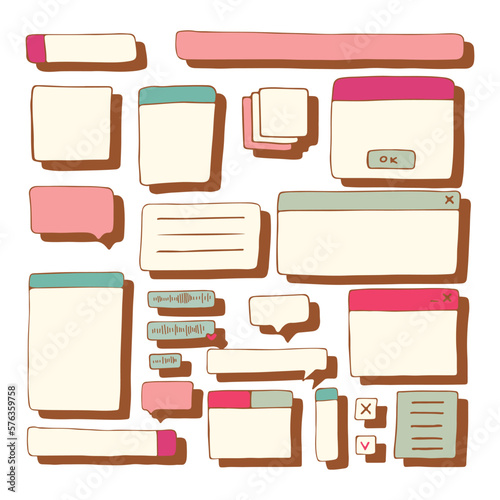 dialog boxes old. Retro pc elements, user interface, operating system, windows, icons in trendy retro style. old computer ui elements dialog boxes vector set. Illustration 90s. Vector illustration