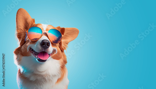 Cachorro de óculos criado por IA photo