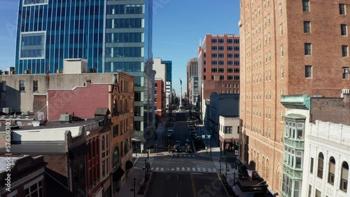 Allentown, Pennsylvania - aerial 4K of downtown main street photo