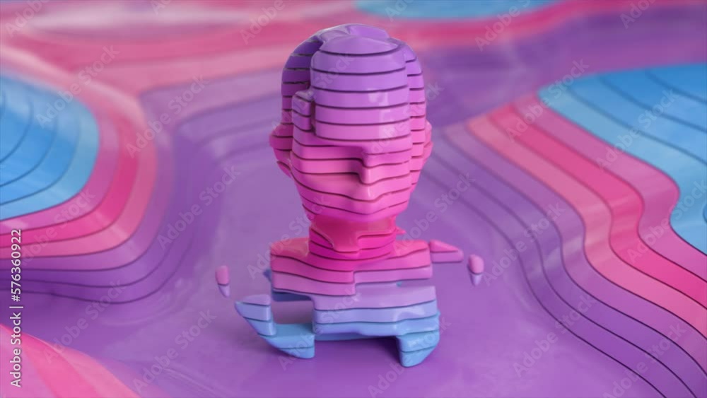 Visualization of artificial intelligence. The moving parts of the head ...