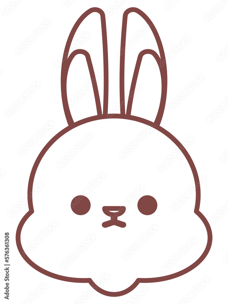 かわいいウサギのデフォルメ線画イラスト