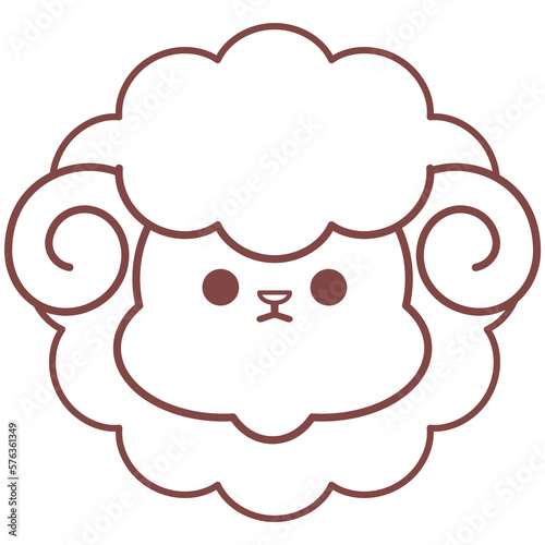 かわいい羊のデフォルメ線画イラスト