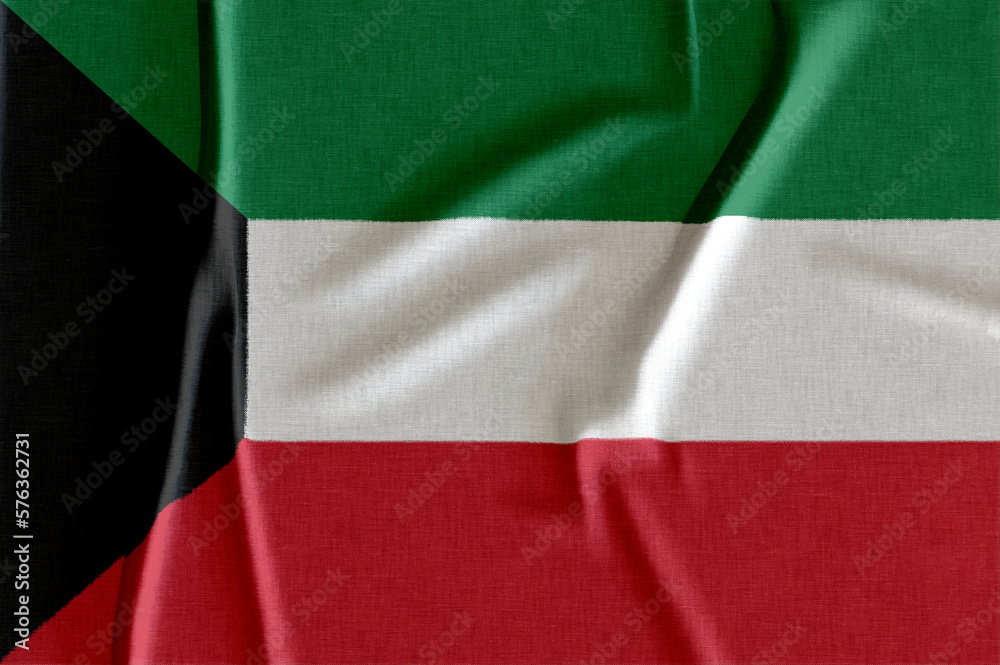 Obraz premium 3D render kuwait national fabric flag