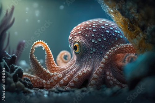 Discover the Mysterious and Colorful World of Octopus Under the Sea AI Generative © Mr. Bolota