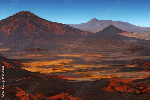 Volcanic landscape, Fuerteventura, Canary Islands. Generative AI