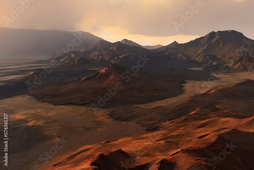 Volcanic landscape, Fuerteventura, Canary Islands. Generative AI