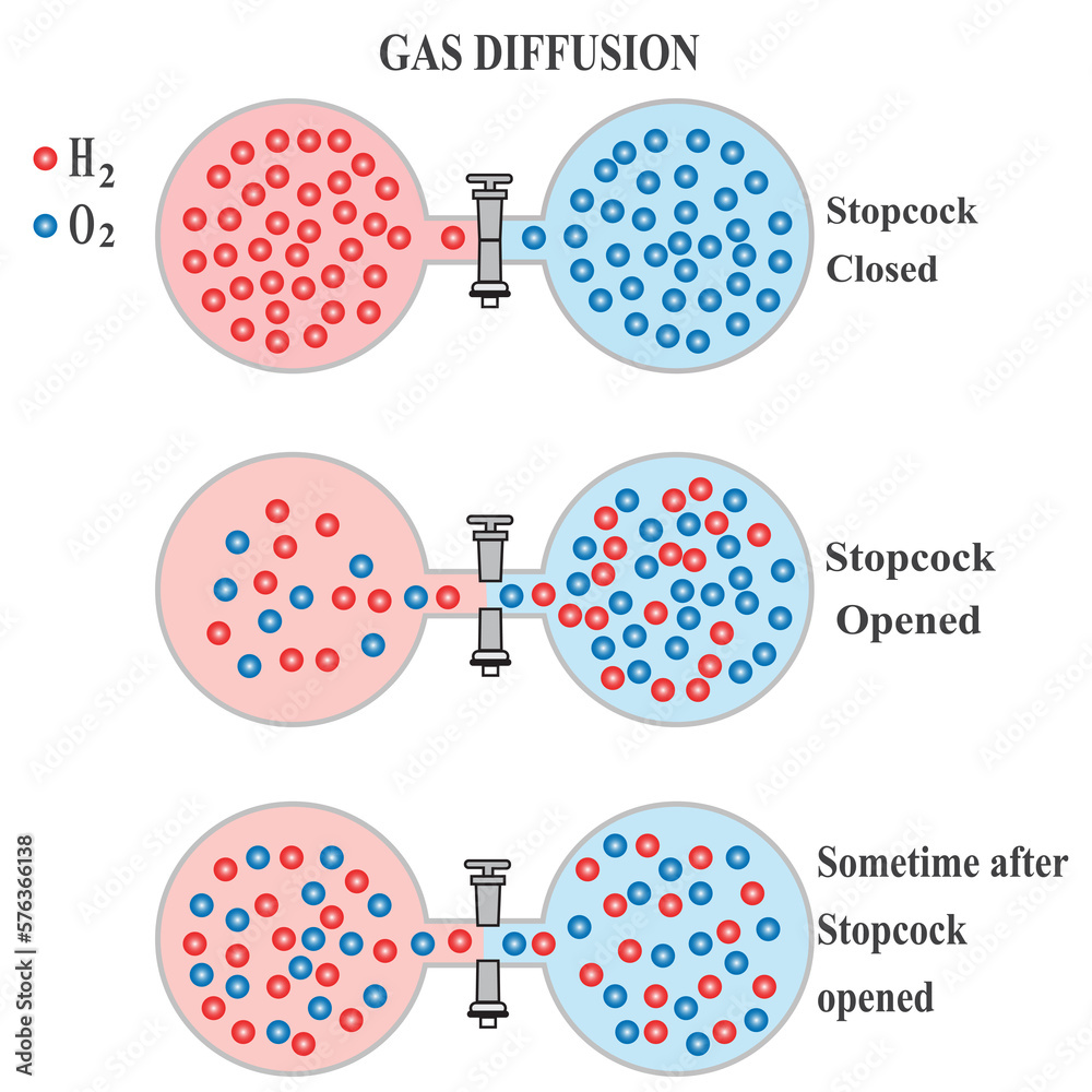 Gas Diffusion Phenomenon of oxygen and hydrogen in gaseous state in