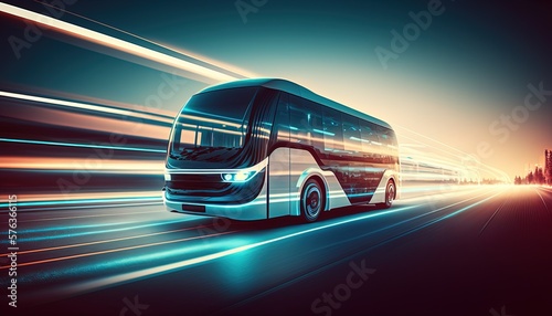 futuristic hi-tech car with blur speed motion light trail  Generative Ai  Keywords language  Englis