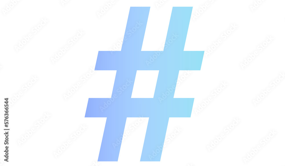#- hashtag- font symbol - blue color  - png file - with a transparent background for designer use.  Isolated from the front.  ideal for website, email, presentation, advertisement, image
 - obrazy, fototapety, plakaty 