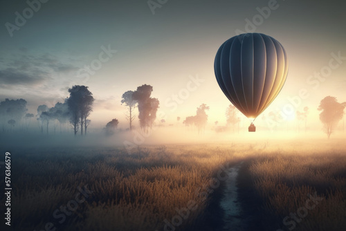 hot air balloon in the fog