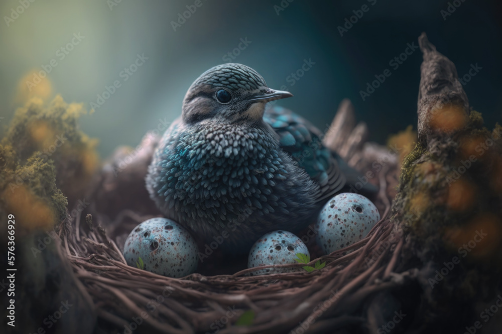 Bird nest with eggs AI Generative Bird nest with eggs AI Generative