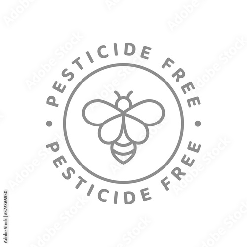 Pesticide free line vector label. No pesticides symbol.