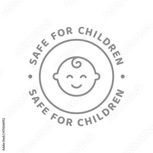 Product safe for children vector label. Safe for kids cosmetics or food badge.