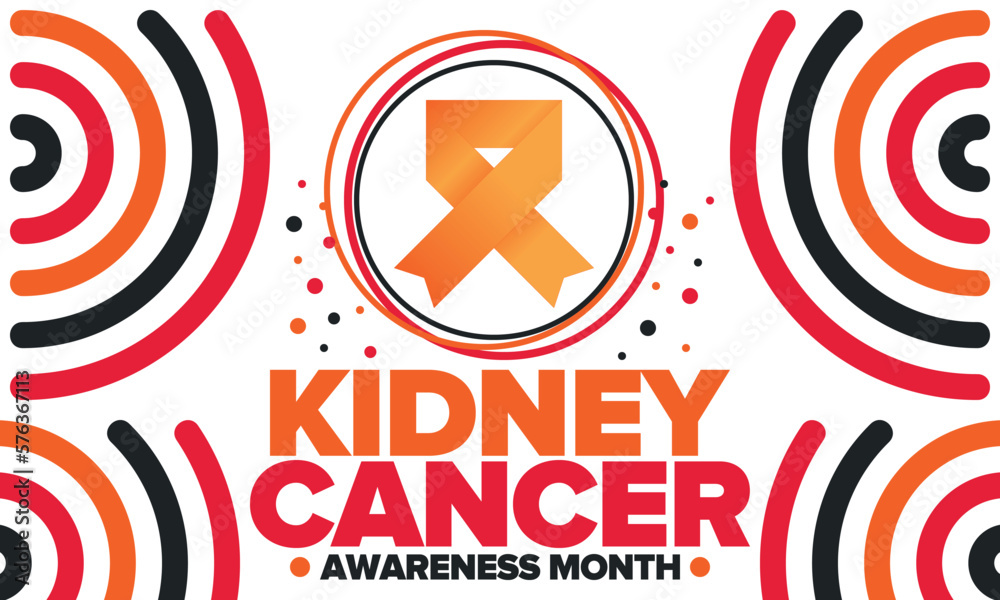Kidney Cancer Awareness Month. Celebrate annual in March. Control and protection. Prevention campaign. Medical healthcare concept. Poster with ribbon. Banner and background. Vector illustration Kidney Cancer Awareness Month. Celebrate annual in March. Control and protection. Prevention campaign. Medical healthcare concept. Poster with ribbon. Banner and background. Vector illustration