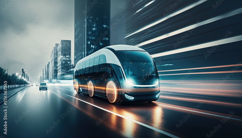 futuristic hi-tech car with blur speed motion light trail,  Generative Ai