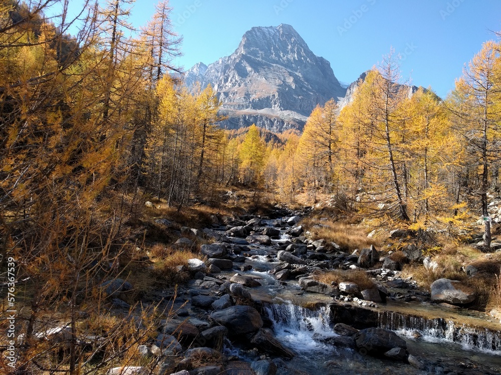 autumn river under the lonely mountain