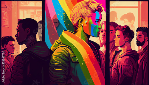 LGBTQ illustration Watercolor paint style. Generative AI