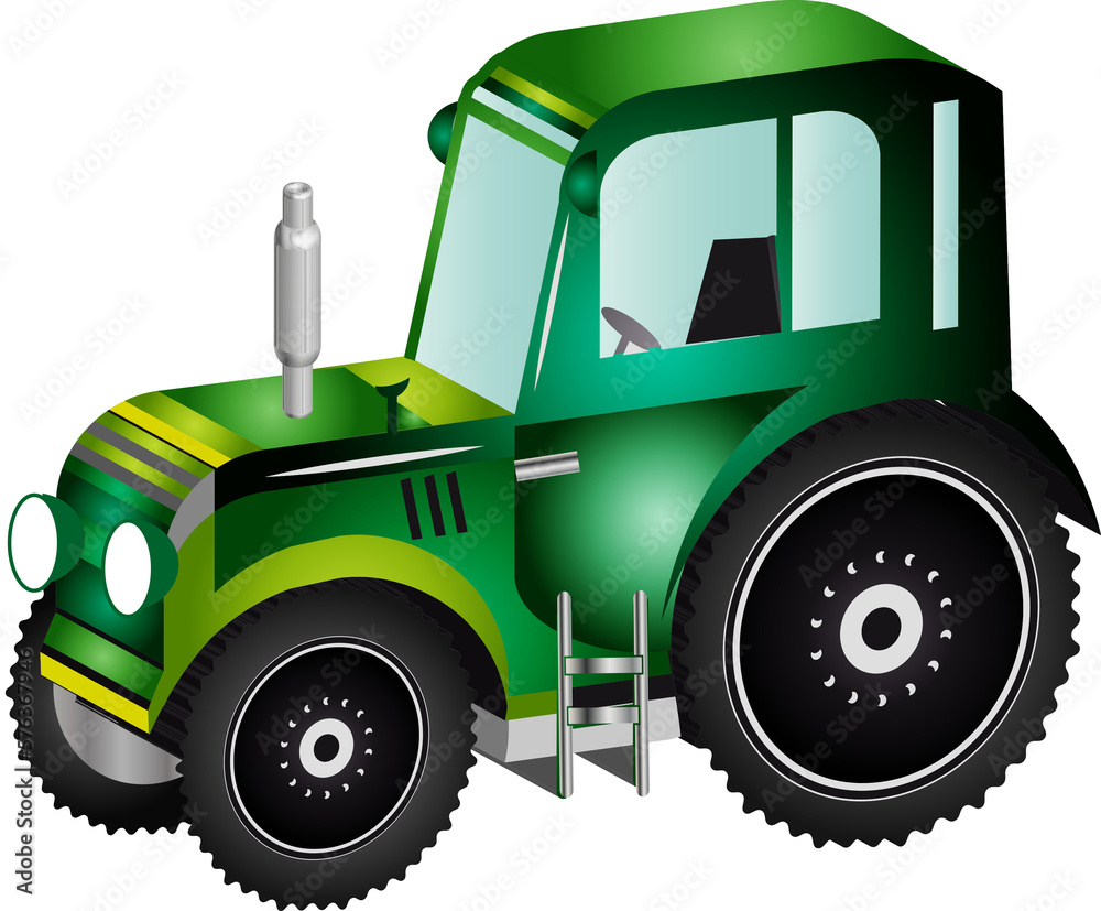 grüner 3D Traktor für Trecker und Bauernhof Fans Stock Illustration ...