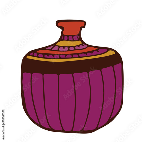 Ceramic vase retro. Antique pottery cup isolated white background. retro style. Clipart. Vector illustration.