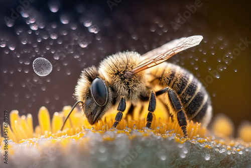 Close up realistic 3d render of a honey bee close up © VisualProduction