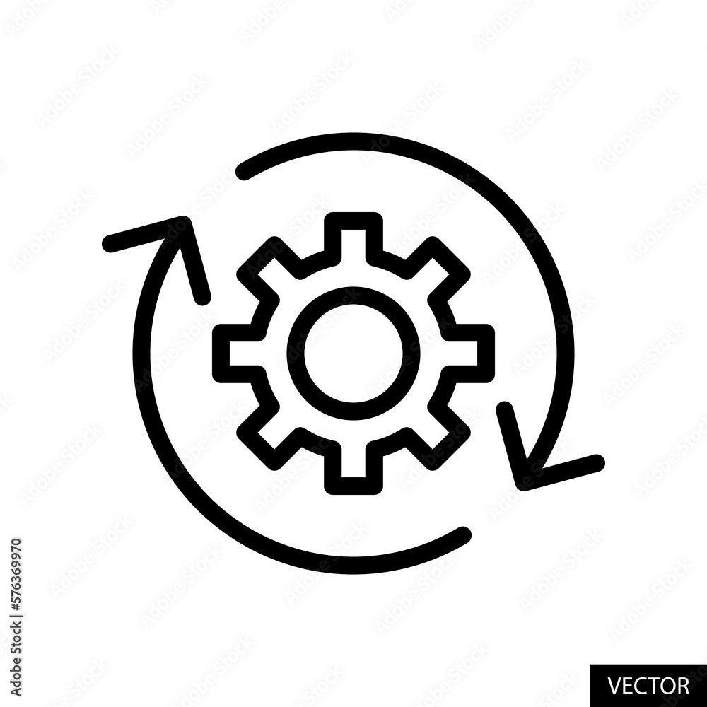 Reset settings, factory reset vector icon in line style design for website, app, ui, isolated on white background. Editable stroke. Vector illustration. Reset settings, factory reset vector icon in line style design for website, app, ui, isolated on white background. Editable stroke. Vector illustration.