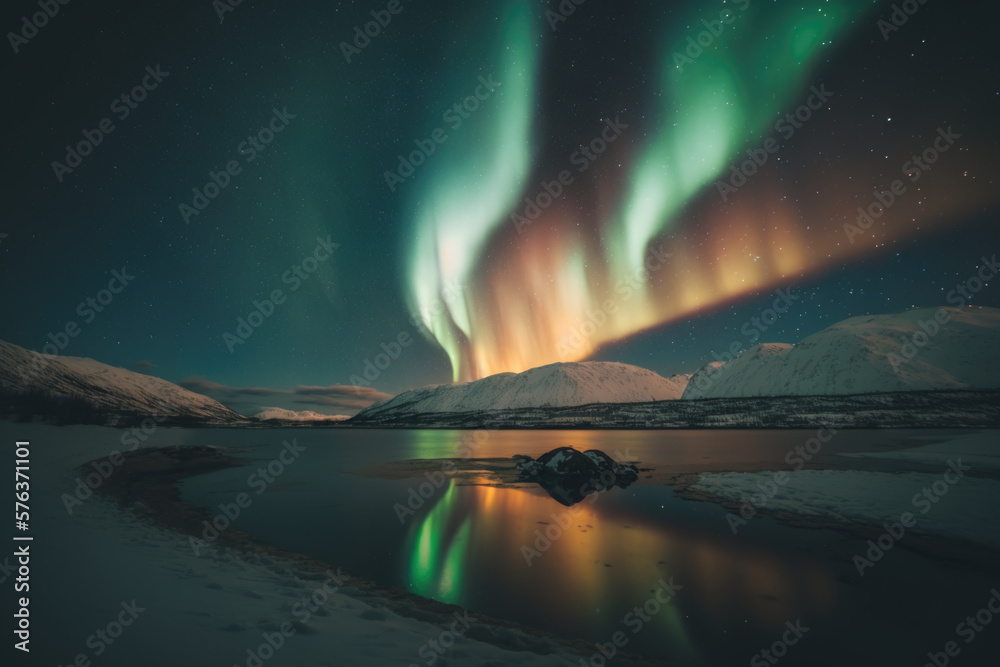 The Northern Lights Over Abisko National Park: A Breathtaking Shot of Nature's Magic AI Generative