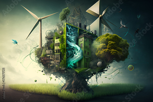 エコエネルギー、風力発電、地球環境、AI