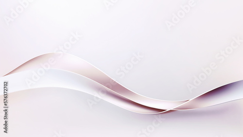 A modern abstract art design featuring curved lines and white shapes on a light background