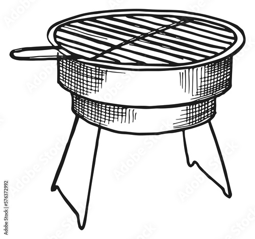 Mangal icon. Meat barbecue cooking grill engraving