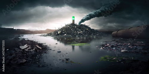 Confronting the Environmental Impacts of Landfills, Climate Change and Environmental Issues (created with Generative AI)
