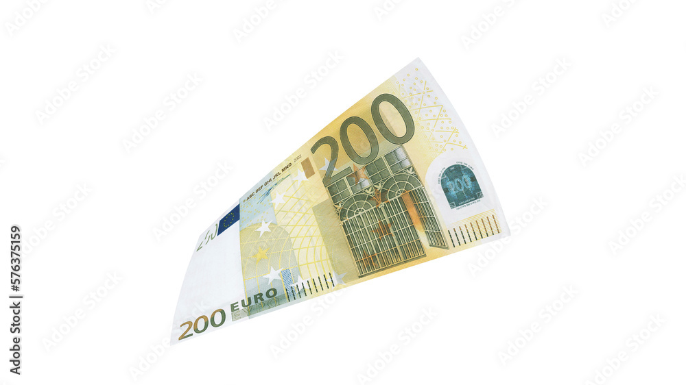 200 euro flying alone on a transparent background. Europe euro. 3d rendering. 200 euro flying alone on a transparent background. Europe euro. 3d rendering.