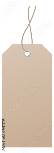 Brown tag template. Blank cardboard label on string