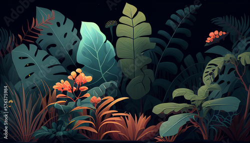 Background with plants. AI generated