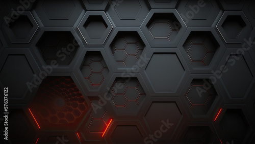 modern dark background with hexagons. Generative AI